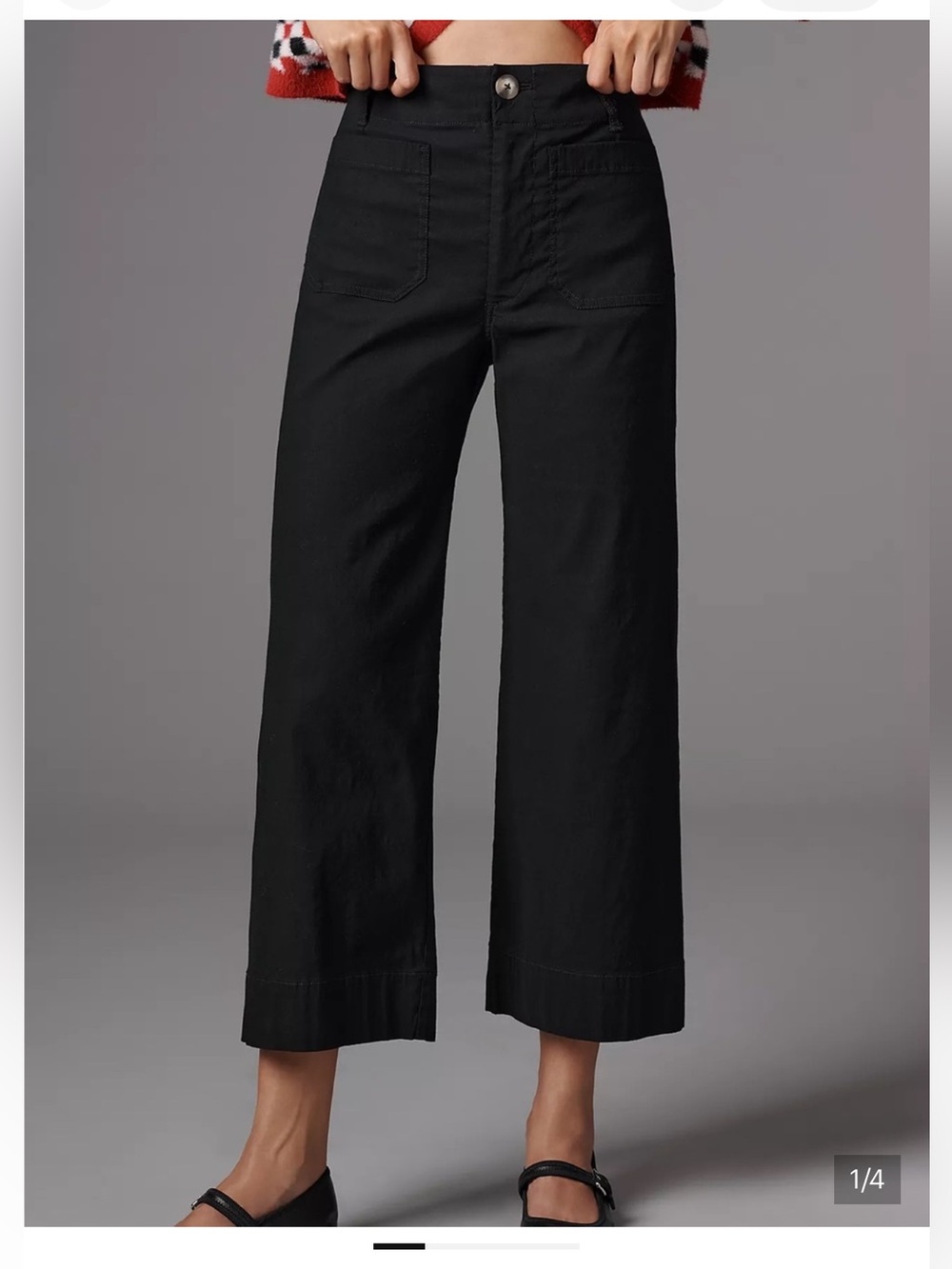Anthropologie Black Wide-Leg Crop Pants